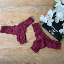 Load image into Gallery viewer, MICROFIBRE/LACE PANTY - WINE