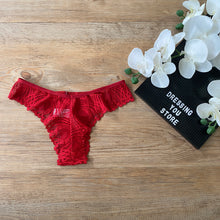 Load image into Gallery viewer, MICROFIBRE/LACE PANTY - RED