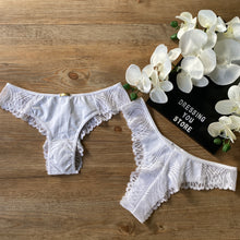 Load image into Gallery viewer, MICROFIBRE/LACE PANTY - WHITE