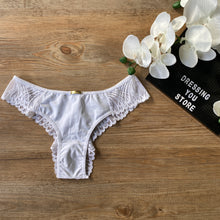 Load image into Gallery viewer, MICROFIBRE/LACE PANTY - WHITE