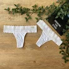 Load image into Gallery viewer, LACE-WAIST THONG PANTY - WHITE