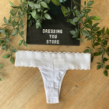 Load image into Gallery viewer, LACE-WAIST THONG PANTY - WHITE