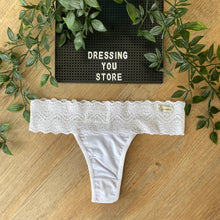 Load image into Gallery viewer, LACE-WAIST THONG PANTY - WHITE