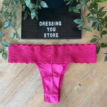 Load image into Gallery viewer, LACE-WAIST THONG PANTY - PINK