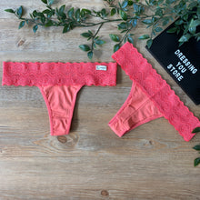 Load image into Gallery viewer, LACE-WAIST THONG PANTY - CORAL ORANGE