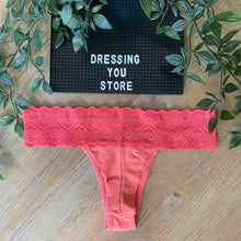 Load image into Gallery viewer, LACE-WAIST THONG PANTY - CORAL ORANGE