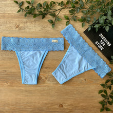Load image into Gallery viewer, LACE-WAIST BRAZILIAN PANTY - LIGHT BLUE