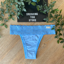 Load image into Gallery viewer, LACE-WAIST BRAZILIAN PANTY - LIGHT BLUE