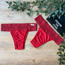 Load image into Gallery viewer, LACE-WAIST BRAZILIAN PANTY - RED