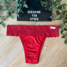 Load image into Gallery viewer, LACE-WAIST BRAZILIAN PANTY - RED