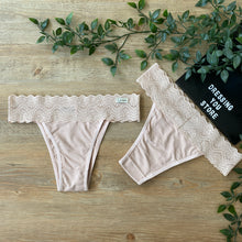 Load image into Gallery viewer, LACE-WAIST BRAZILIAN PANTY - BEIGE