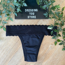 Load image into Gallery viewer, LACE-WAIST BRAZILIAN PANTY - BLACK