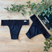 Load image into Gallery viewer, LACE-WAIST BRAZILIAN PANTY - BLACK