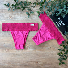 Load image into Gallery viewer, LACE-WAIST BRAZILIAN PANTY - PINK