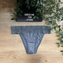 Load image into Gallery viewer, LACE-WAIST BRAZILIAN PANTY - DARK GREY