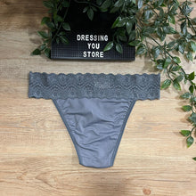 Load image into Gallery viewer, LACE-WAIST BRAZILIAN PANTY - DARK GREY