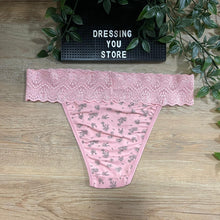 Load image into Gallery viewer, LACE-WAIST BRAZILIAN PANTY - LIGHT SALMON WITH FLOWERS