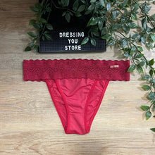 Load image into Gallery viewer, LACE-WAIST BRAZILIAN PANTY - DARK RED