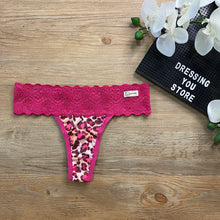 Load image into Gallery viewer, LACE-WAIST THONG PANTY - ANIMAL PRINT PINK