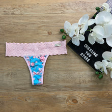 Load image into Gallery viewer, LACE-WAIST THONG PANTY - FLOWERS LIGHT PINK