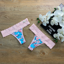 Load image into Gallery viewer, LACE-WAIST THONG PANTY - FLOWERS LIGHT PINK