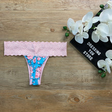 Load image into Gallery viewer, LACE-WAIST THONG PANTY - FLOWERS LIGHT PINK