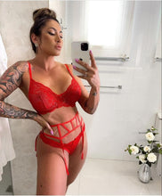 Load image into Gallery viewer, AUREA UNLINED LACE SET - RED (JUST LINGERIE SET BRA + PANTY)
