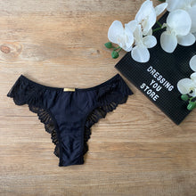 Load image into Gallery viewer, MICROFIBRE/LACE PANTY - BLACK

