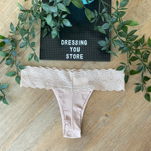 Load image into Gallery viewer, LACE-WAIST THONG PANTY - BEIGE
