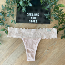 Load image into Gallery viewer, LACE-WAIST THONG PANTY - BEIGE
