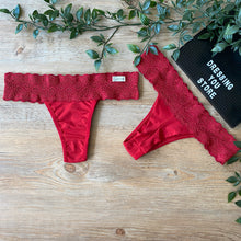 Load image into Gallery viewer, LACE-WAIST THONG PANTY - RED
