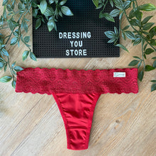 Load image into Gallery viewer, LACE-WAIST THONG PANTY - RED
