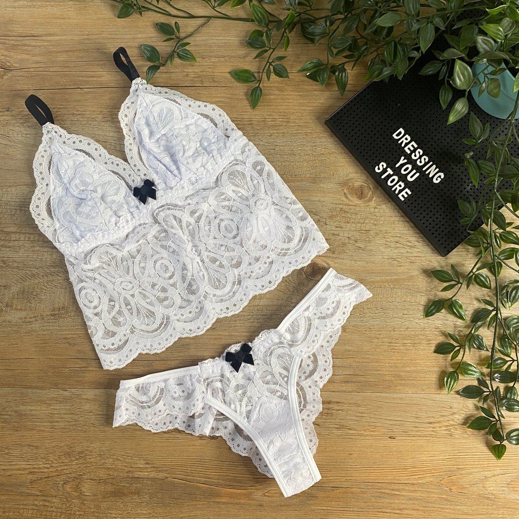 KETTY UNLINED LACE SET - WHITE