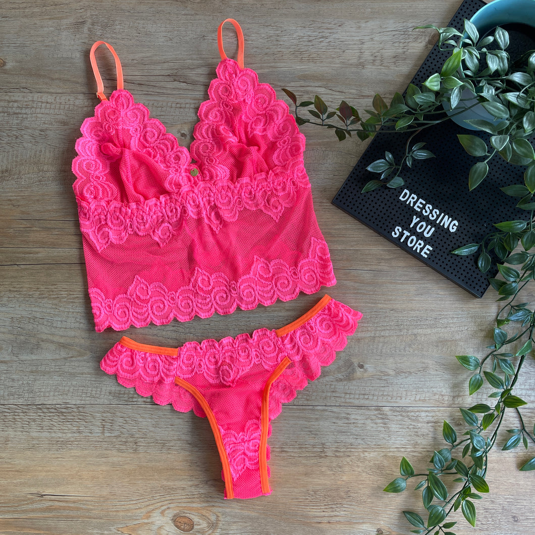 JULIETE UNLINED LACE SET - PINK