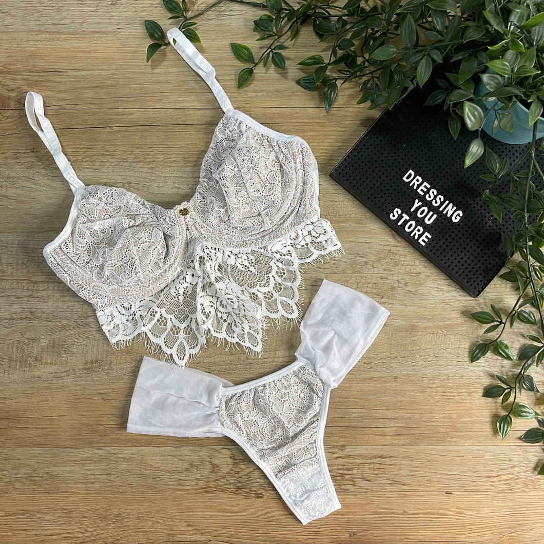 FRIDA UNLINED LACE SET - WHITE