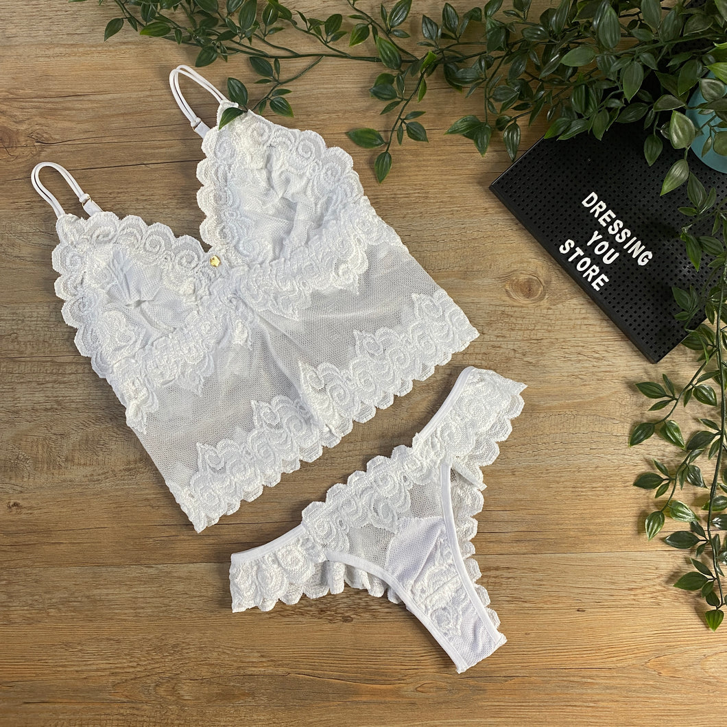 JULIETE UNLINED LACE SET - WHITE